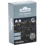 Dehner LED Lichterkette, Clusterkette, 100 warmweiße LEDs, mit Batterie, Länge 250 cm, Kupfer, transparent