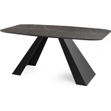 WFL GROUP Esstisch Monte im Modern Stil, Rechteckiger Tisch in Schwarzer Marmoroptik - Ausziehbar von 180 cm bis 220 cm, Pulverbeschichtete Schwarze Metallbe... - Schwarz