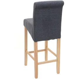 Mendler 2er-Set Barhocker HWC-C33, Barstuhl Tresenhocker, Holz ~ dunkelgrau, helle Beine, Stoff/Textil
