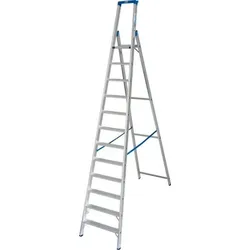 Krause Stufenstehleiter aus Aluminium, mit 2 Sicherheitsgurten, 12 Stufen