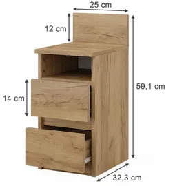Vicco Nachttisch Monty, 25 x 59.1 cm 2er Set