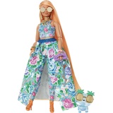 Barbie Extra Fancy im blauen Kleid mit Blumenmuster