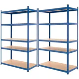 ECD Germany 2Er Set Werkstattregal 200x100x60 cm Blau Pulverbeschichter Metall