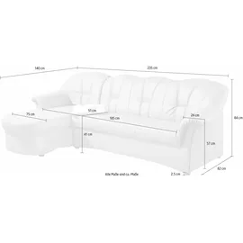 DOMO collection Ecksofa DOMO COLLECTION "Papenburg, zeitlose Rückensteppung, elegante Formensprache, L-Form", schwarz, B:235cm H:84cm T:140cm, Kunstleder SOFTLUX;Luxus-Microfaser (100% Polyester);Struktur ( 90% Polyester, 10% Polyacryl);Microfaser PRIMABELLE (100%