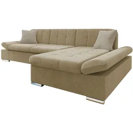 Mirjan24 Ecksofa Malwi mit Regulierbare Armlehnen, Schlaffunktion und Bettkasten, L-Form Sofa vom Hersteller (Zetta 291 + Matana 17, Seite: - Beige