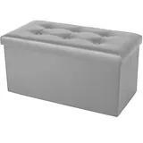 COSYLAND Sitzbank mit Stauraum - 76 x 38 x 38 cm Sitzhocker - Faltbare Hocker - Sitztruhe bis 200 kg belastbar, für Wohnzimmer Schlafzimmer, Grau