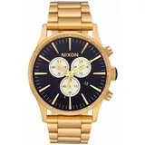 Nixon Sentry Chrono Herren Chronograph Analog Edelstahl Gold-Indigo 42mm, Wasserdichtigkeit: 10 Bar, A386-2033-00