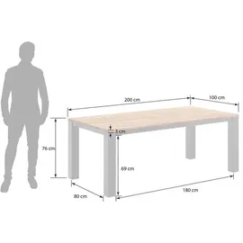 OUTLIV. Atlanta Gartentisch 200x100cm Aluminium/Teak Natur