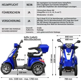 Rolektro E-Quad 25 V.2 1000 Watt 25 km/h blau