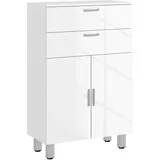 Beyamis Badezimmermöbel Mit 2 Schubladen, Doppeltürschrank Und Verstellbaren Einlegeböden, 60 X 30 X 93 Cm, Strahlend Weiß
