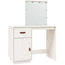 vidaXL Schminktisch mit LED Weiß 95x50x133,5 cm Massivholz Kiefer