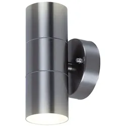 Außen Leuchte Fassaden Haus Wand Strahler Up Down Strahler Edelstahl Lampe im Set inkl. LED Leuchtmittel