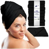MOON Heimtextilien Handtuch 10er Pack Friseurtuch Handtücher Microfaser mit saugstarker Oberfläche, Aufhänger, saugstark schwarz