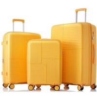 Flieks Trolleyset, 4 Rollen, (3 tlg), Handgepäck Trolley Koffer Set PP-Gepäck Reisekoffer Erweiterung gelb