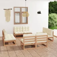 vidaXL 8-tlg. Garten-Lounge-Set mit Kissen Kiefer Massivholz