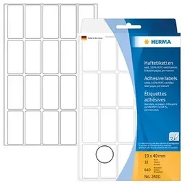 Herma Vielzwecketiketten 2400 Weiß 19 x 40 mm 32 Blatt 640 St.