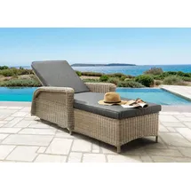 Destiny Gartenliege CASA 202x83x58cm, inkl. Auflage, Polyrattan, natur meliert - beige