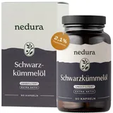 nedura® Schwarzkümmelöl Kapseln extra aktiv - 90 Stück in veganer Kapsel - Schwarzkümmel mit sehr hohem Thymochinongehalt aus Äthiopien - in eigener Deutscher Manufaktur kaltgepresst