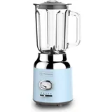 Westinghouse Retro Mixer – 1,5 l – Smoothie-Maker & Eiszerkleinerer – 4 Geschwindigkeitsstufen – Glasbehälter – 600 W – Blau - Hellblau
