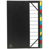 Exacompta Ordnungsmappe mit festem Deckel 3mm, Gummizug und dehnbarem Faltenrücken, 12 Fächer, Ordonator, für Format DIN A4