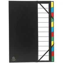 Exacompta Ordnungsmappe mit festem Deckel 3mm, Gummizug und dehnbarem Faltenrücken, 12 Fächer, Ordonator, für Format DIN A4