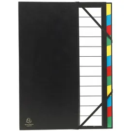 Exacompta Ordnungsmappe mit festem Deckel 3mm, Gummizug und dehnbarem Faltenrücken, 12 Fächer, Ordonator, für Format DIN A4