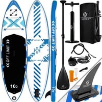 Kesser KESSER® Aufblasbares SUP Board Set Stand Up Paddle Board Premium Surfboard Wassersport | 6 Zoll Dick | Komplettes Zubehör | 130kg , Farbe:(LIMIT)...