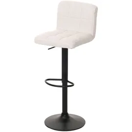 Mendler 2er-Set Barhocker HWC-G87, Tresenhocker Barstuhl, höhenverstellbar drehbar, Stoff Boucle (450g/m2) FSC® - creme-weiß
