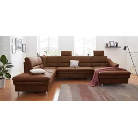 sit&more Wohnlandschaft SIT & MORE "Cardoso U-Form", braun (cognac), B:324cm H:90cm T:90cm, Luxus-Microfaser 1 (100% Polyester);Luxus-Microfaser 2 (100% Polyester);Luxus-Microfaser ALTARA NUBUCK (100% Polyester), Sofas, Wohnlandschaft, mit Federkern und