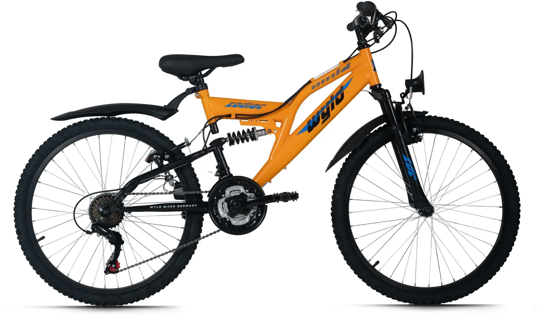 Jugendfahrrad WYLD Gr. 38, orange, schwarz, Fahrräder, Kinder, 38cm, 24 Zoll (60,96cm) hinten: 24 Zoll (60,96cm)