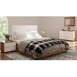 JVmoebel Komplettschlafzimmer Elegantes Schlafzimmer-Set in Weiß-Braun aus hochwertigem Holz, (3-tlg., Bett, 2x Nachttisch, Kleiderschrank), Made in Europa weiß