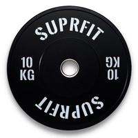 SUPRFIT Gummierte Fitness Bumper Plates 50mm Gewichtsscheiben aus Vollgummigranulat - Gewicht: 20 kg, Stoßabsorbierende Hantelscheiben 50mm fürs Hanteltraining, Gewichtscheiben - Farbe: Schwarz/Weiß