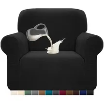 luxuskollektion Sofabezug Stretch Wasserdicht Jacquard Anti Rutsch 1 Sitzer Schwarz
