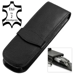 ONLINE Lederetui classic black für 2 Stifte