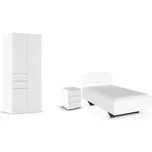 Rauch Schlafzimmer-Set Komplettzimmer Komplettschlafzimmer Schlafzimmer-Set (3-St) MAIKA, (Set, 3-tlg), Schrank 3 Breiten, 2 Höhen, Bett 100 cm, Nachttisch MADE IN GERMANY weiß