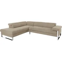 W.Schillig Ecksofa "finn, toller Sitzkomfort, L-Form, hochwertige Verarbeitungsdetails", braun (sesame s22), B:281cm H:71cm T:230cm, Flachgewebe S22 (100% Polyester);Stoff S37 (100% Polyester);Longlife Xtra-Leder Z59: Glattleder mit modischer Prägung.