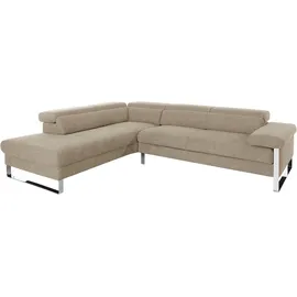W.Schillig Ecksofa "finn, toller Sitzkomfort, L-Form, hochwertige Verarbeitungsdetails", braun (sesame s22), B:281cm H:71cm T:230cm, Flachgewebe S22 (100% Polyester);Stoff S37 (100% Polyester);Longlife Xtra-Leder Z59: Glattleder mit modischer Prägung.