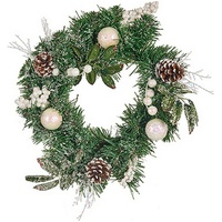Krist+ Weihnachtskranz weiß braun grün Kunststoff 30 x 12 x 30 cm