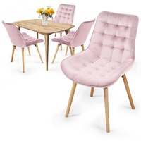 MIADOMODO Esszimmerstuhl Esszimmerstühle Wohnzimmerstühle Küchenstuhl Samt Polster gesteppt (4 St) rosa