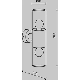 Maytoni Amas Außenwandlampe, E27, 60W, IP54, Aluminium Glas, Graphit - Schwarz