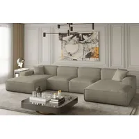 Wohnlandschaft U-Form CELES in Stoff Scala Trüffel - Beige