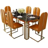 JVmoebel Esstisch Esstisch Marmor Imitat Esszimmer Tische Tisch Design Edelstahl modern, Made in Europa schwarz