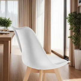 Tectake tectake® Set Esszimmerstuhl, Scandi-Design, massive Holzbeine, 49 x 53 x 82 cm