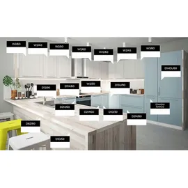 Feldmann-Küchen Winkelküche U-Form 220 x 207 cm blau-weiß