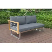 OUTFLEXX 2-Sitzer Sofa, natur / grau, FSC-Teak / Edelstahl / Olefin, 165x74x64 cm, Armlehne rechts