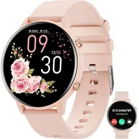 Hwagol Herren"s Damen"s Intelligente;Health & Activity Uhr mit Schlaftracking Smartwatch (3,5 cm/1,39 Zoll, Android/iOS), GPS Telefonfunktion, Herzfrequenzmessung & IP68 Wasserschutz rosa