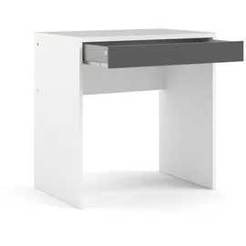 Dmora Linearer Schreibtisch mit einer Schublade, weiß und anthrazit, Maße 74 x 76 x 48 cm