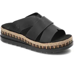 Schwarze Pantoletten Rieker Bequeme Plateauschuhe, 36