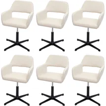 Mendler 6er-Set Esszimmerstuhl HWC-A50 IV, Küchenstuhl, Retro höhenverstellbar Drehmechanismus ~ Kunstleder creme, Fuß schwarz