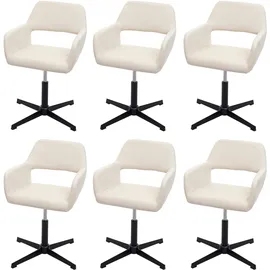 Mendler 6er-Set Esszimmerstuhl HWC-A50 IV, Küchenstuhl, Retro höhenverstellbar Drehmechanismus ~ Kunstleder creme, Fuß schwarz